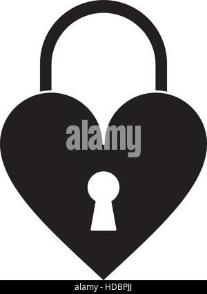 silhouette padlock shaped heart loved Stock Vector