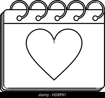 valentine day calendar love heart date outline Stock Vector