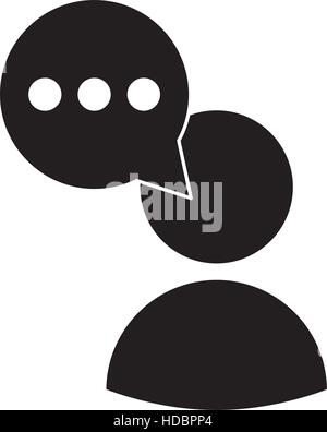 silhouette avatar speech bubble message media Stock Vector