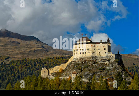 Tarasp Castle, Tarasp, Lower Engadin, Graubunden, Grisons, Switzerland Stock Photo