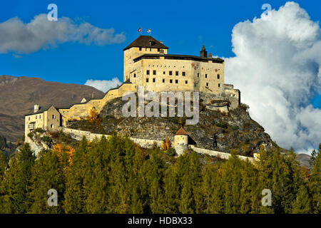 Tarasp Castle, Tarasp, Lower Engadin, Graubunden, Grisons, Switzerland Stock Photo