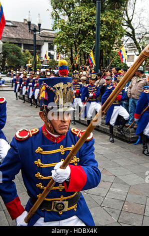 Changing of the Guard ceremony in front of the Carondelet Presidential Palace in Quito, Ecuador Stock Photo