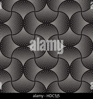 Vector Seamless Black and White Arc Shape Stipple Halftone Pattern Stock Vector