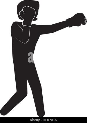 silhouette of boxing player icon over white background. vector ...