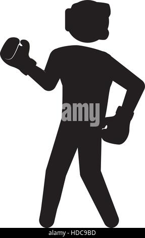 silhouette of boxing player icon over white background. vector ...