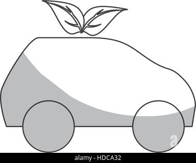 leaves and car icon over white background. eco friendly design. vector illustration Stock Vector