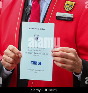 Terry Wogan Thanksgiving Service at Westminster Abbey  Featuring: Atmosphere Where: London, United Kingdom When: 27 Sep 2016 Stock Photo