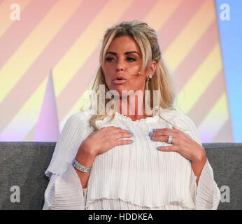 Katie Price addresses delegates at the Festival of Marketing at the Tobacco Dock in London  Featuring: Katie Price Where: London, United Kingdom When: 06 Oct 2016 Stock Photo