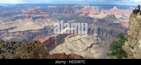 Aerial view of the South Rim of the Grand Canyon National Park from the Maricopa Point overlook August 5, 2008 in Grand Canyon Village, Arizona. Stock Photo