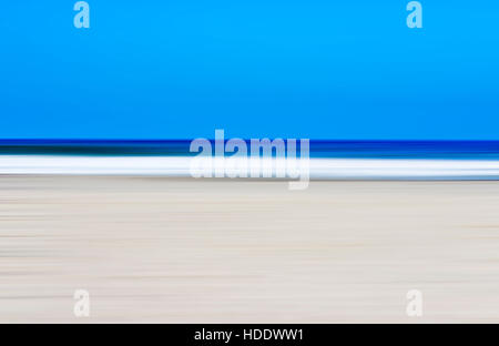 beach and ocean view, motion blur, defocused sea. Stock Photo