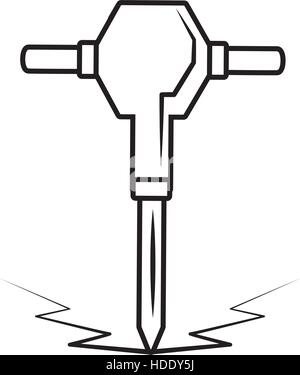 jackhammer electric tool construction outline vector illustration eps 10 Stock Vector