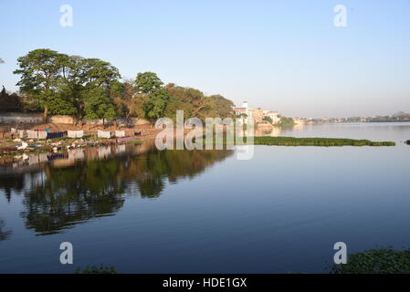 Beautiful scenic view of a natural lake in Muzaffarpur, India