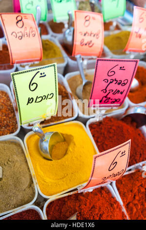 Israel, Tel Aviv-Yafo, spices at carmel market Stock Photo