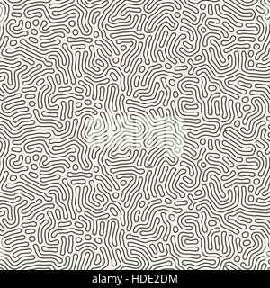 Vector Seamless Black And White Coral Organic Line Texture Pattern Stock Vector