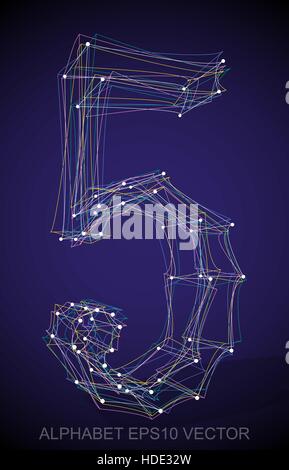 Abstract illustration of a Multicolor sketched 5 with Transparent Shadow. Hand drawn 3D 5 for your design. EPS 10 vector illustration. Stock Vector