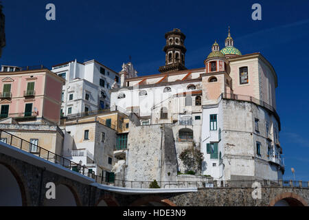 The Collegiata Santa Maria Maddalena church in Atrani on the Amalfi coast, Campania, Salerno, Southern Italy. Stock Photo