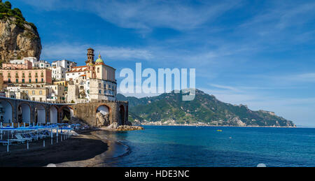 The Collegiata Santa Maria Maddalena church in Atrani on the Amalfi coast, Campania, Salerno, Southern Italy. Stock Photo