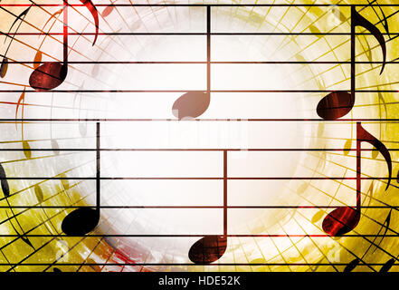 music notes in sun light and color background. Music concept. Stock Photo