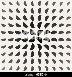 Vector Black and White Half Circle Geometric Pattern Stock Vector