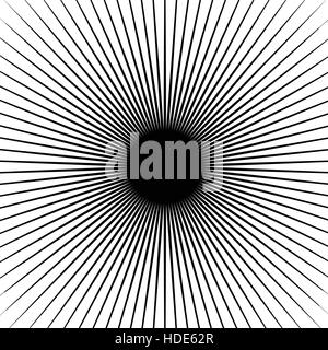 Circular radial lines pattern. Radiating stripes abstract element / shape. Stock Vector