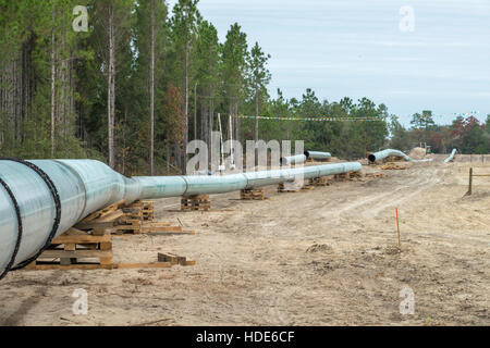 New methane natural gas pipeline construction near Bell, Florida Stock Photo