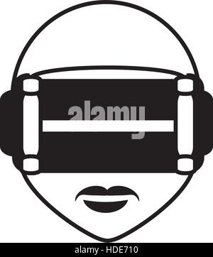 man virtual reality glasses technology outline vector illustration eps 10 Stock Vector