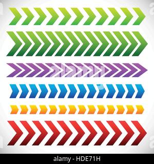 Set of arrowhead, arrow elements. 6 different colorful arrow shape Stock Vector