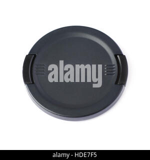 Camera lens cap isolated over white background Stock Photo