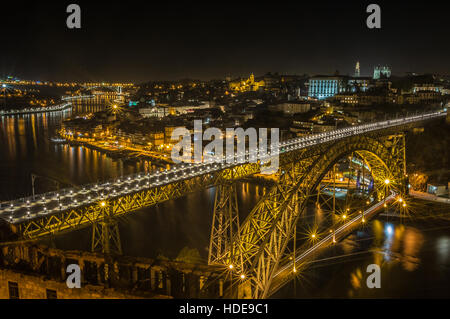Porto at Night in Portugal Stock Photo
