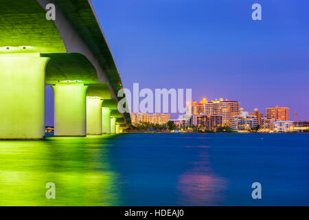 Sarasota, Florida, USA skyline under the bridge. Stock Photo