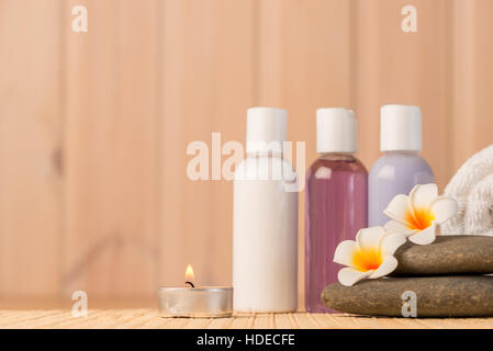 objects for spa treatments closeup in spa salon Stock Photo