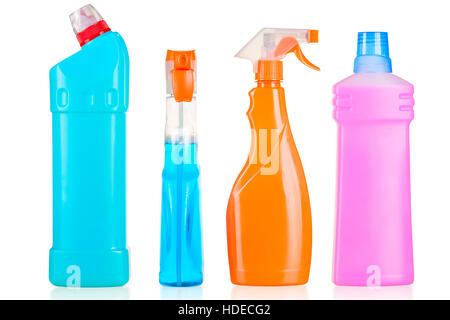 set of cleaning products for home cleaning isolated on white background Stock Photo