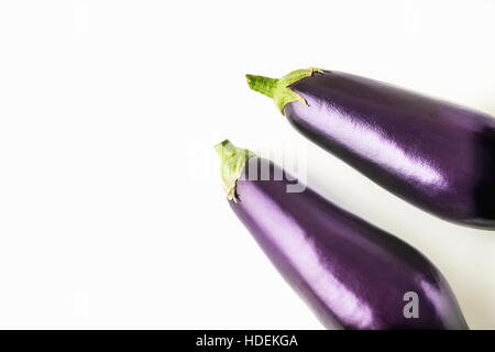 Eggplants on the white background Stock Photo