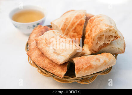 Traditional Uzbek bread lavash on a plate Stock Photo