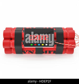 TNT bomb explosive with digital countdown timer clock. 3D rendering ...