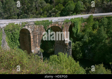 Roman bridge over Bibey river - 2nd century, A Pobra de Trives, Orense province, Region of Galicia, Spain, Europe Stock Photo