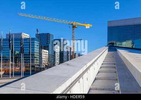 Oslo downtown. Barcode view from Opera House Stock Photo