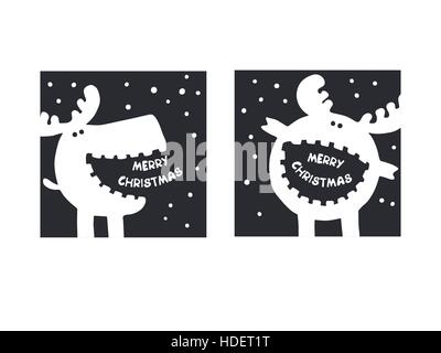 funny moose wishes Merry Christmas Stock Vector