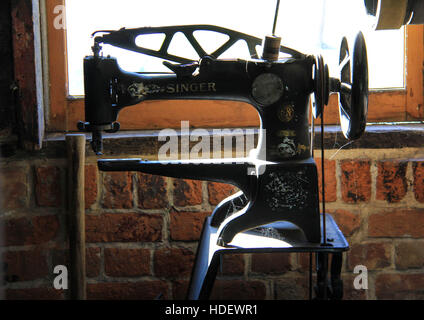 Vintage Industrial Singer Sewing Machine, at Ragnar Forge, Eden, Utah, USA Stock Photo