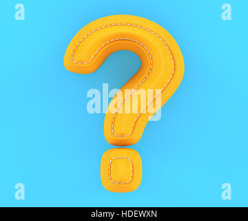 Alphabet yellow leather skin texture question sign. 3d rendering illustration Stock Photo