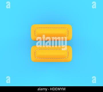 Digit number alphabet yellow leather skin texture equal sum sing mark letter. 3d rendering illustration Stock Photo