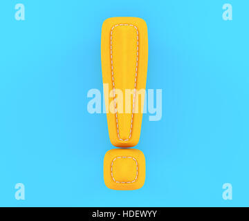 Alphabet yellow leather skin texture exclamation mark sing. 3d rendering illustration Stock Photo