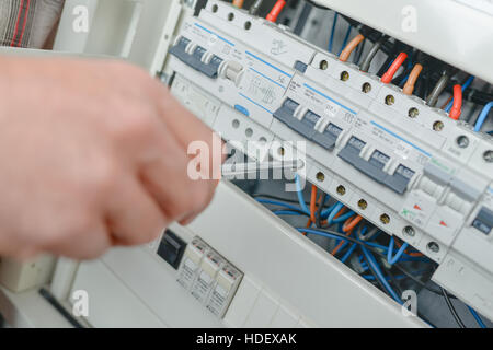 Testing a fusebox Stock Photo