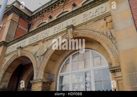 Belfast Falls Rd Carnegie Branch Library Facade & Entrance Stock Photo