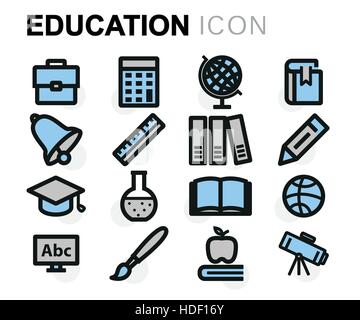 Vector flat education icons set Stock Vector