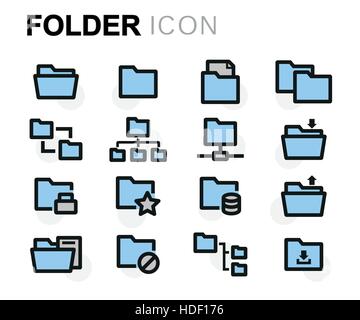 Vector flat folder icons set Stock Vector