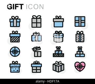 Vector flat gift icons set Stock Vector