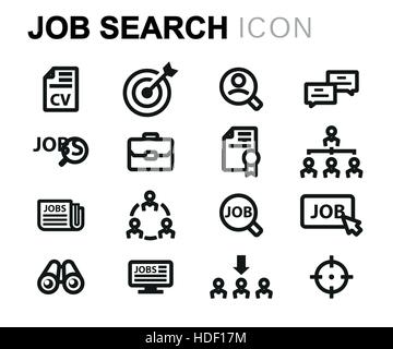Vector line job search icons set Stock Vector
