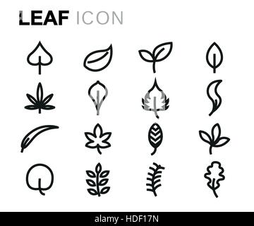 Vector line leaf icons set Stock Vector