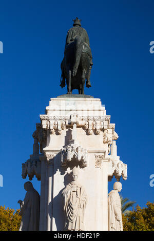 Seville, Spain - November 17,2016: Bronze equestrian statue of Ferdinand III of Castile in the Plaza Nueva, Sevilla Stock Photo